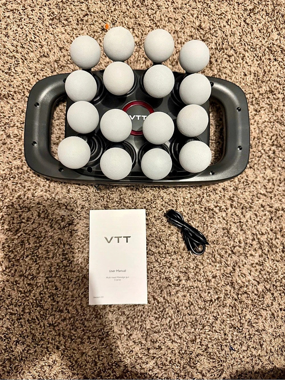 VTT 16 Head Massage Gun Deep Tissue Percussion Muscle Massager Black & White